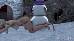 Anna & Elsa vs. Snowman & Horse - Merry Xmas